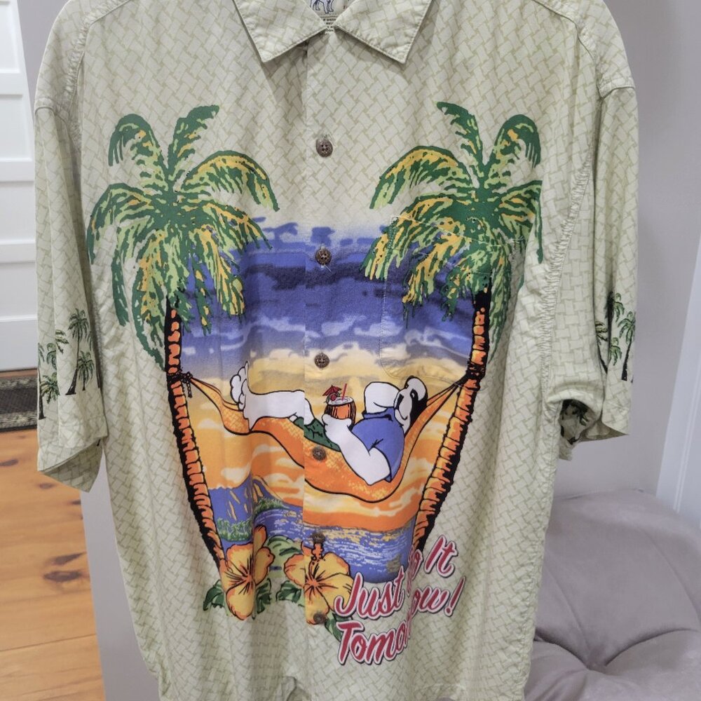 Men's Big Dogs Button Up “Just Do It Tomorrow” Hawaiian Shirt Large Vintage